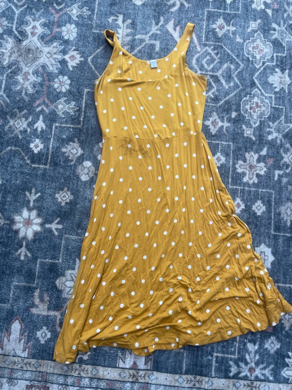 Old Navy Mustard Yellow Polka Dot Maxi Dress